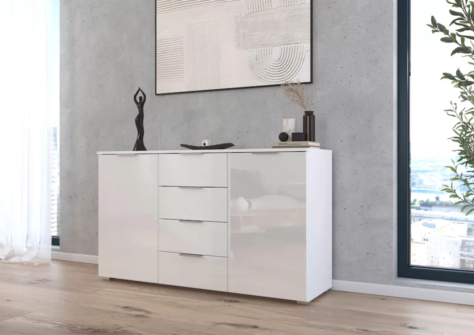 rauch Kommode "Sideboard Kombikommode Schubladenkommode AGORDO mit Glasfron günstig online kaufen