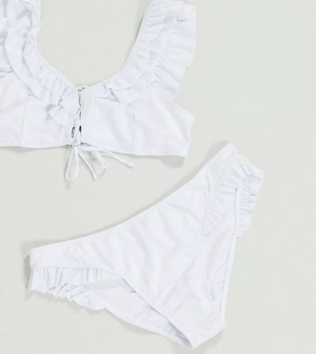 Unique 21 Hero Plus – Bikinihose mit Rüschendetail und hohem Beinausschnitt günstig online kaufen