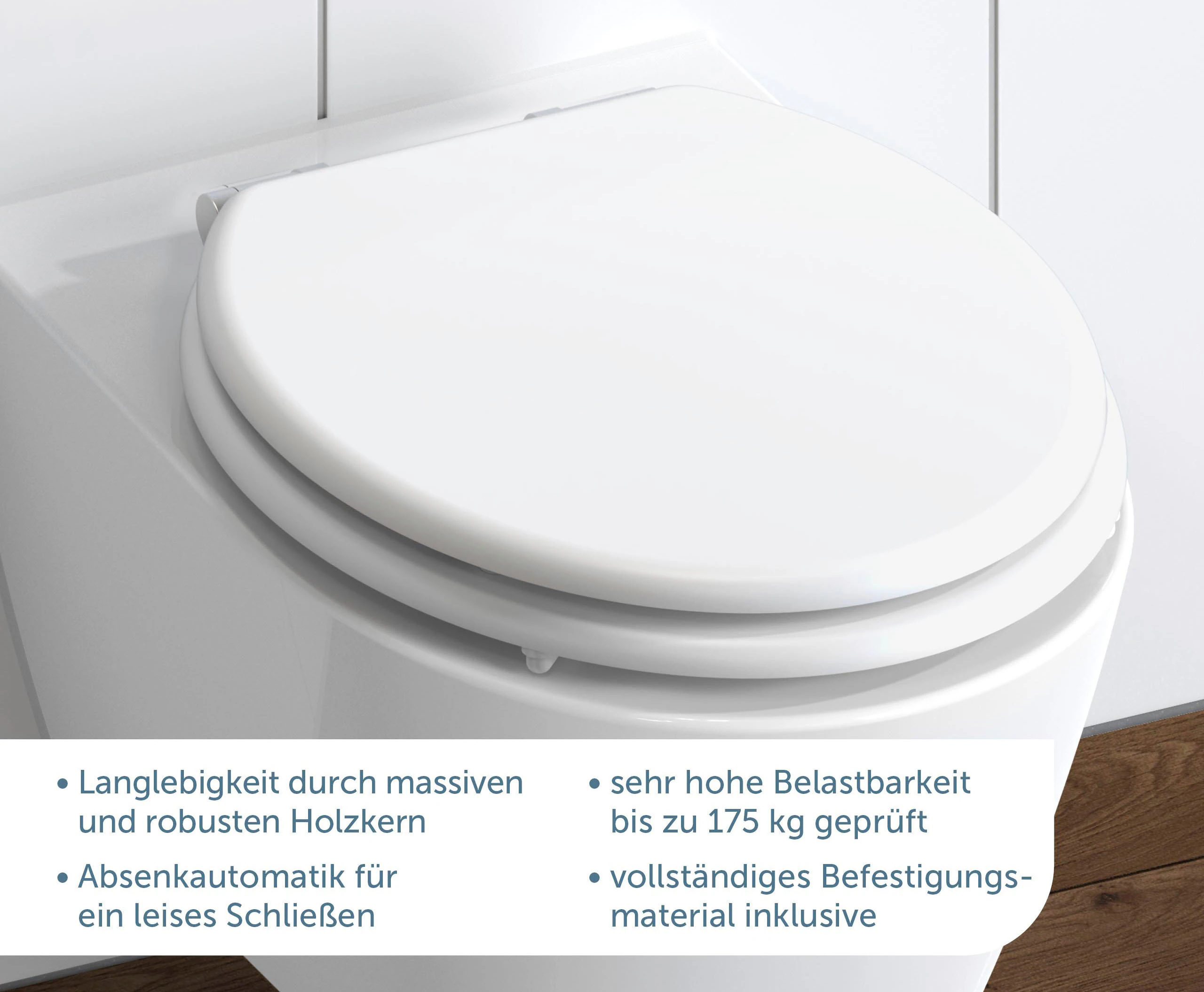 Schütte WC-Sitz "WHITE", mit Absenkautomatik und Holzkern, max, Belastung d günstig online kaufen