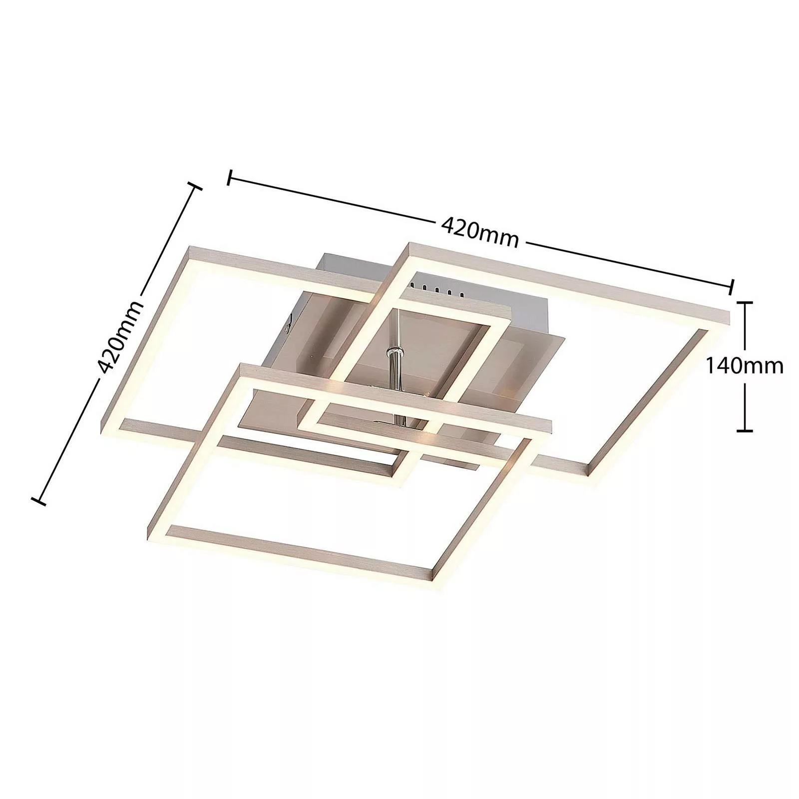 Lindby Qiana LED-Deckenlampe CCT, eckig, nickel günstig online kaufen