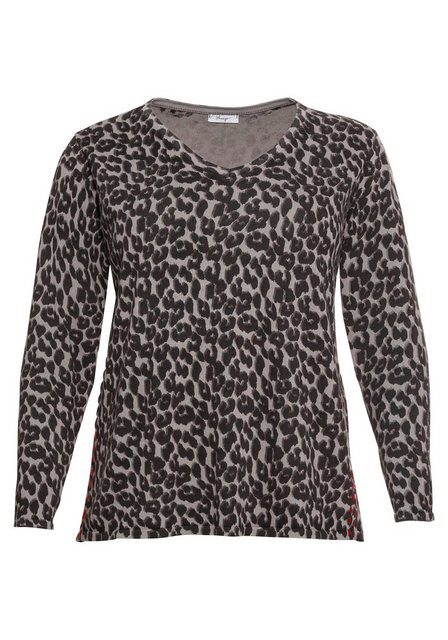 Sheego V-Ausschnitt-Pullover mit Animalprint und seitlicher Stickerei günstig online kaufen