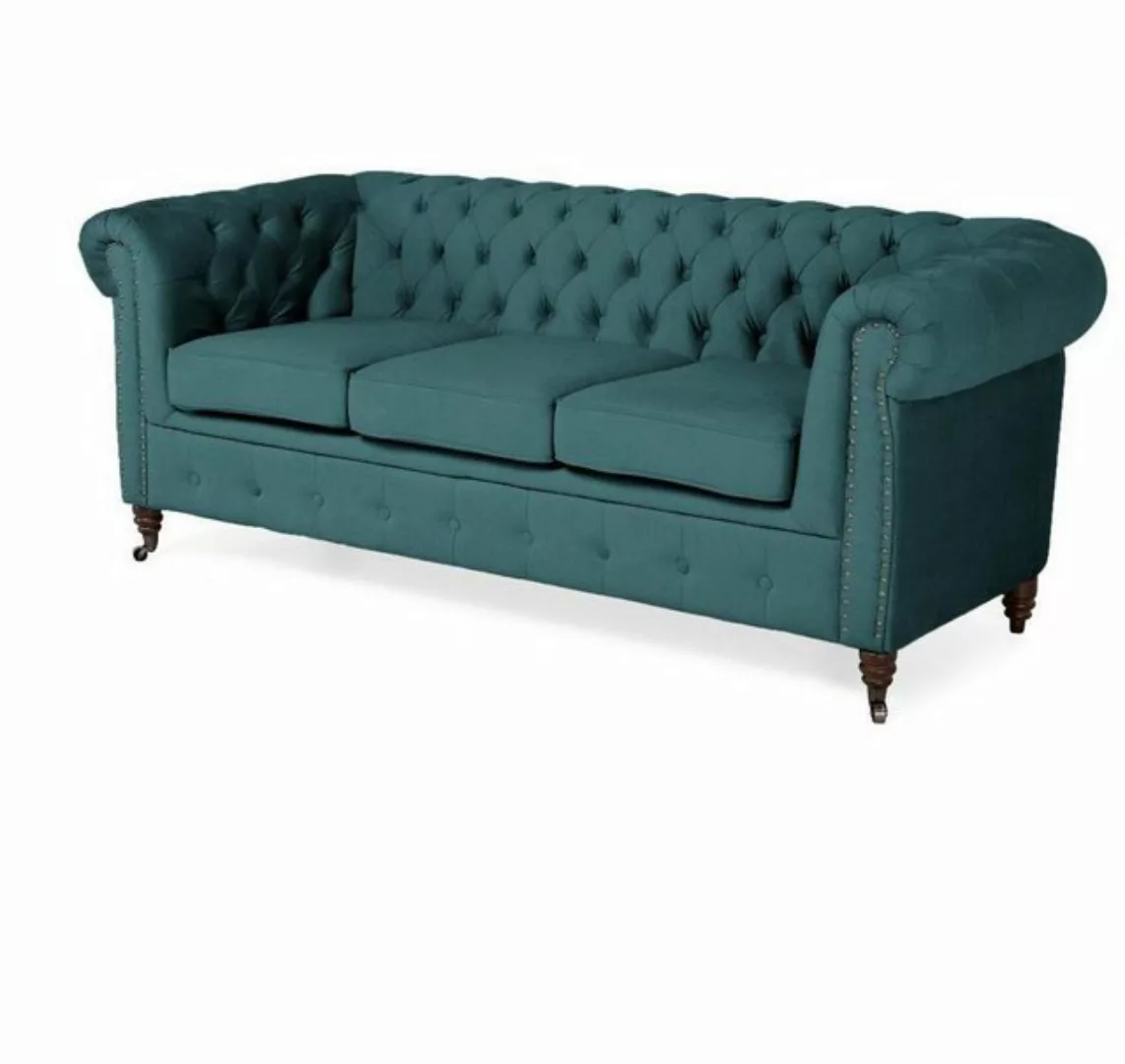 Xlmoebel Sofa Neue elegante grüne Textil-Dreisitzer-Couch im klassischen, H günstig online kaufen