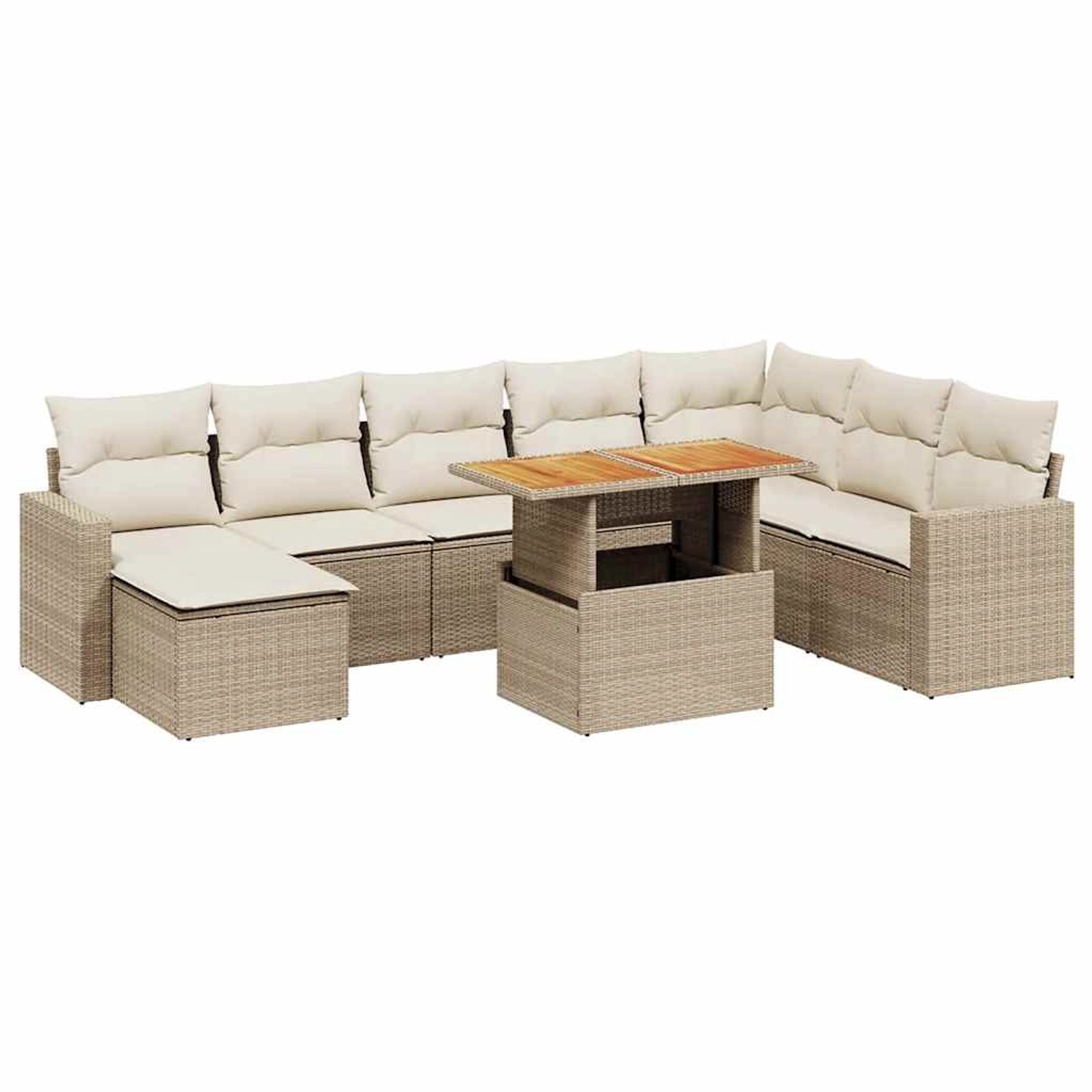 vidaXL 9-Tlg Garten-Sofagarnitur mit Kissen Beige Poly Rattan 3271450 günstig online kaufen