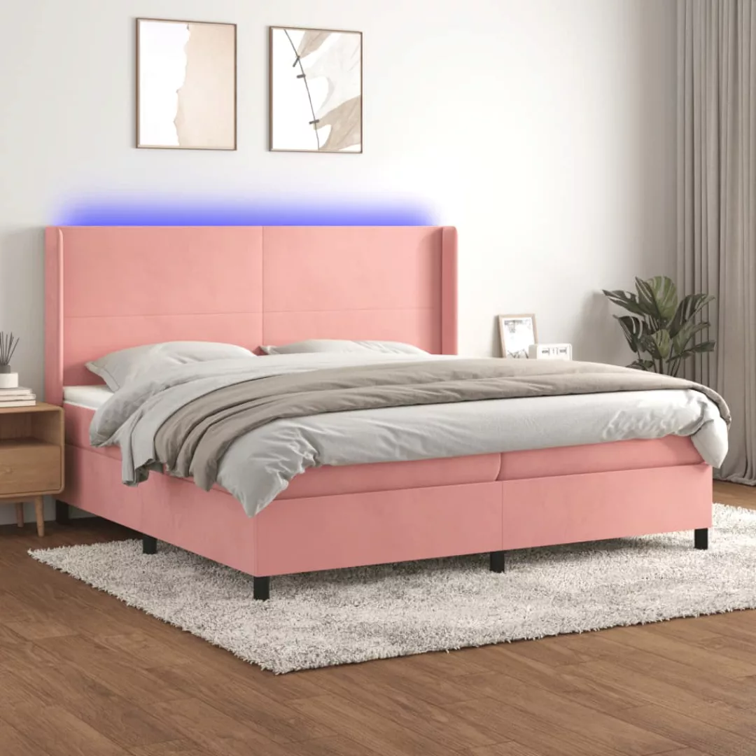 Vidaxl Boxspringbett Mit Matratze & Led Rosa 200x200 Cm Samt günstig online kaufen