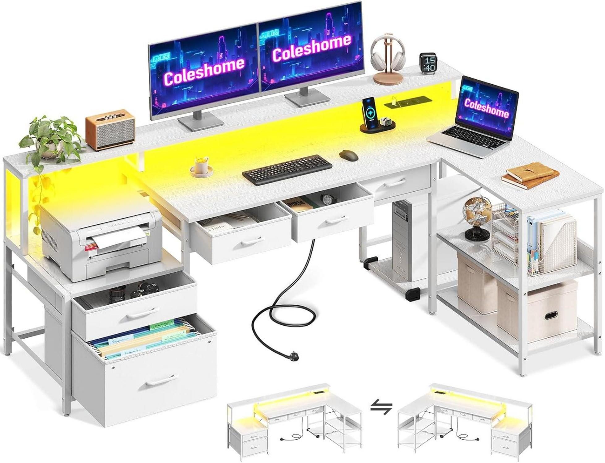 LuxusKollektion Eckschreibtisch Schreibtisch L Form 175x100cm günstig online kaufen