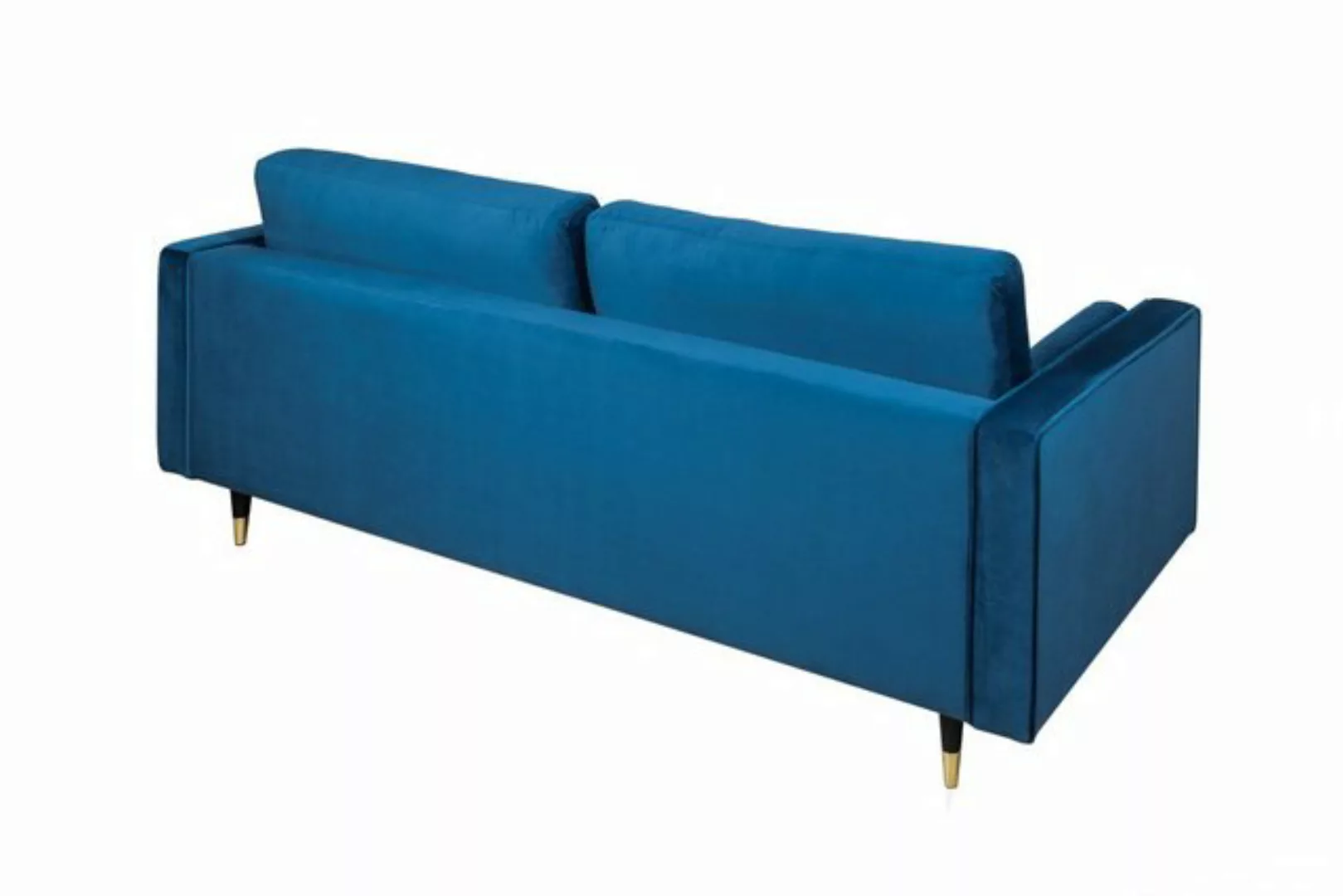 LebensWohnArt Sofa Modernes 3er Sofa 220cm COMFORT blau Samt Federkern günstig online kaufen