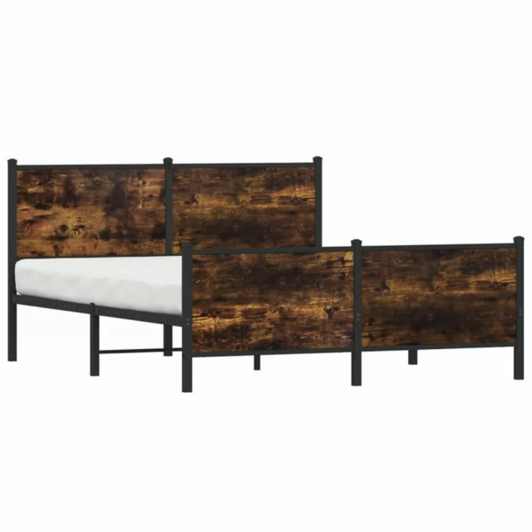 vidaXL Bett Metallbett ohne Matratze Räuchereiche 150x200 cm günstig online kaufen