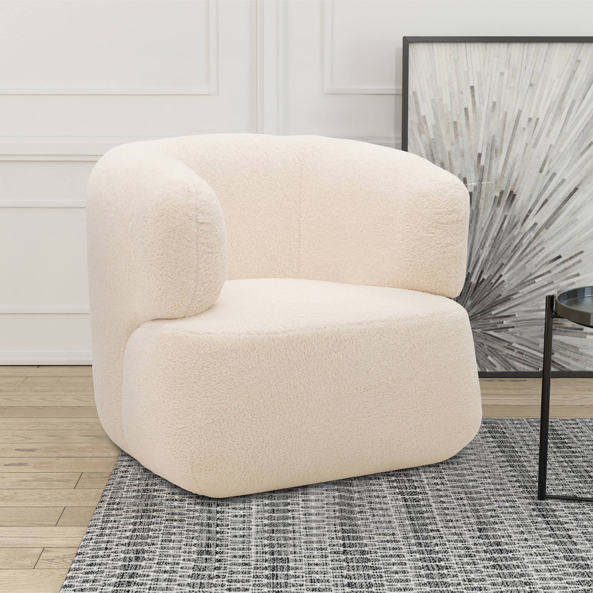 Sessel 800 012, Armsessel, Teddy-Stoff, 90 x 86 x 71 cm (BxTxH), creme   Ao günstig online kaufen