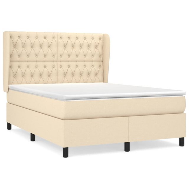 vidaXL Boxspringbett Boxspringbett mit Matratze Creme 140x200 cm Stoff Bett günstig online kaufen