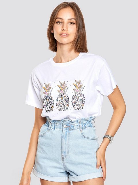 Freshlions T-Shirt T-Shirt Ananas weiss S Pailletten günstig online kaufen