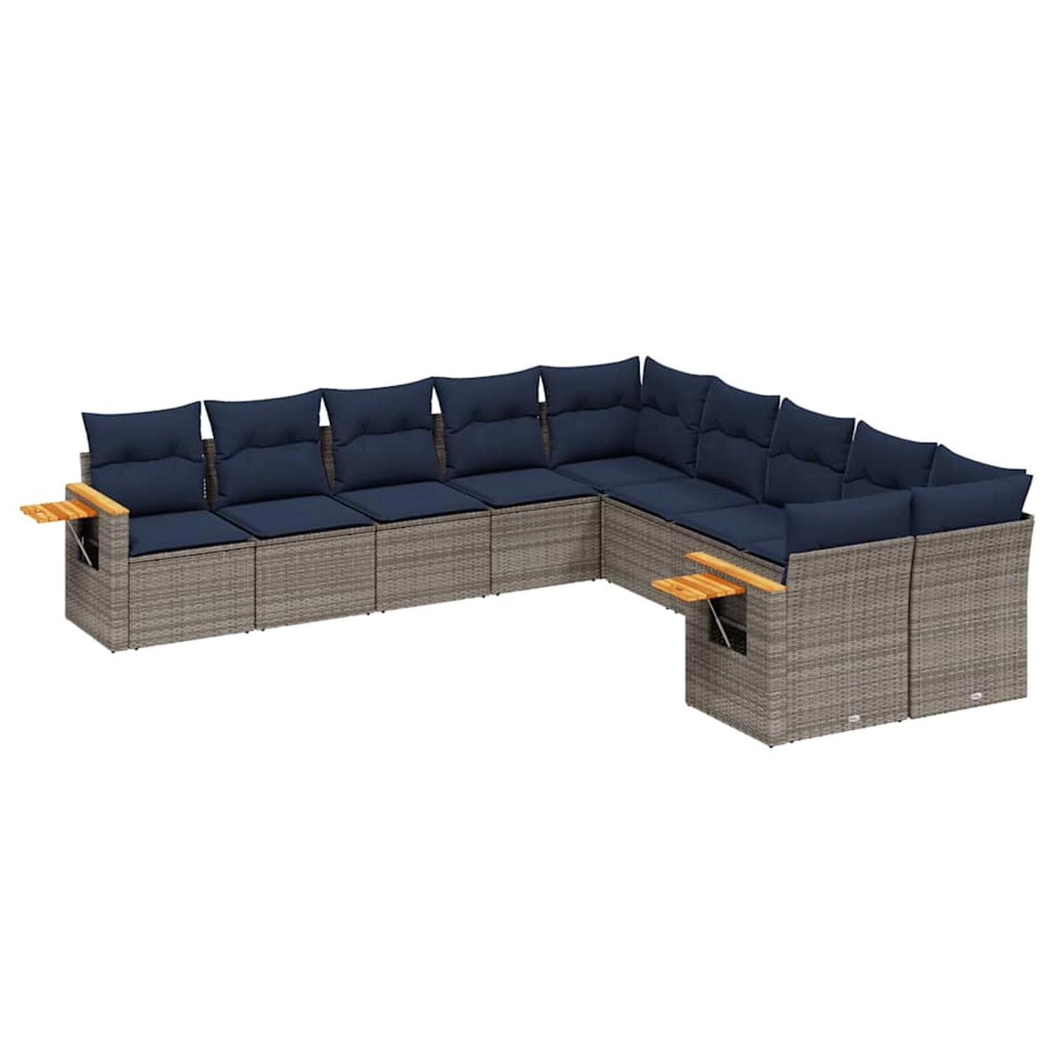 vidaXL 10-Tlg Garten-Sofagarnitur mit Kissen Grau Poly Rattan 3227195 günstig online kaufen