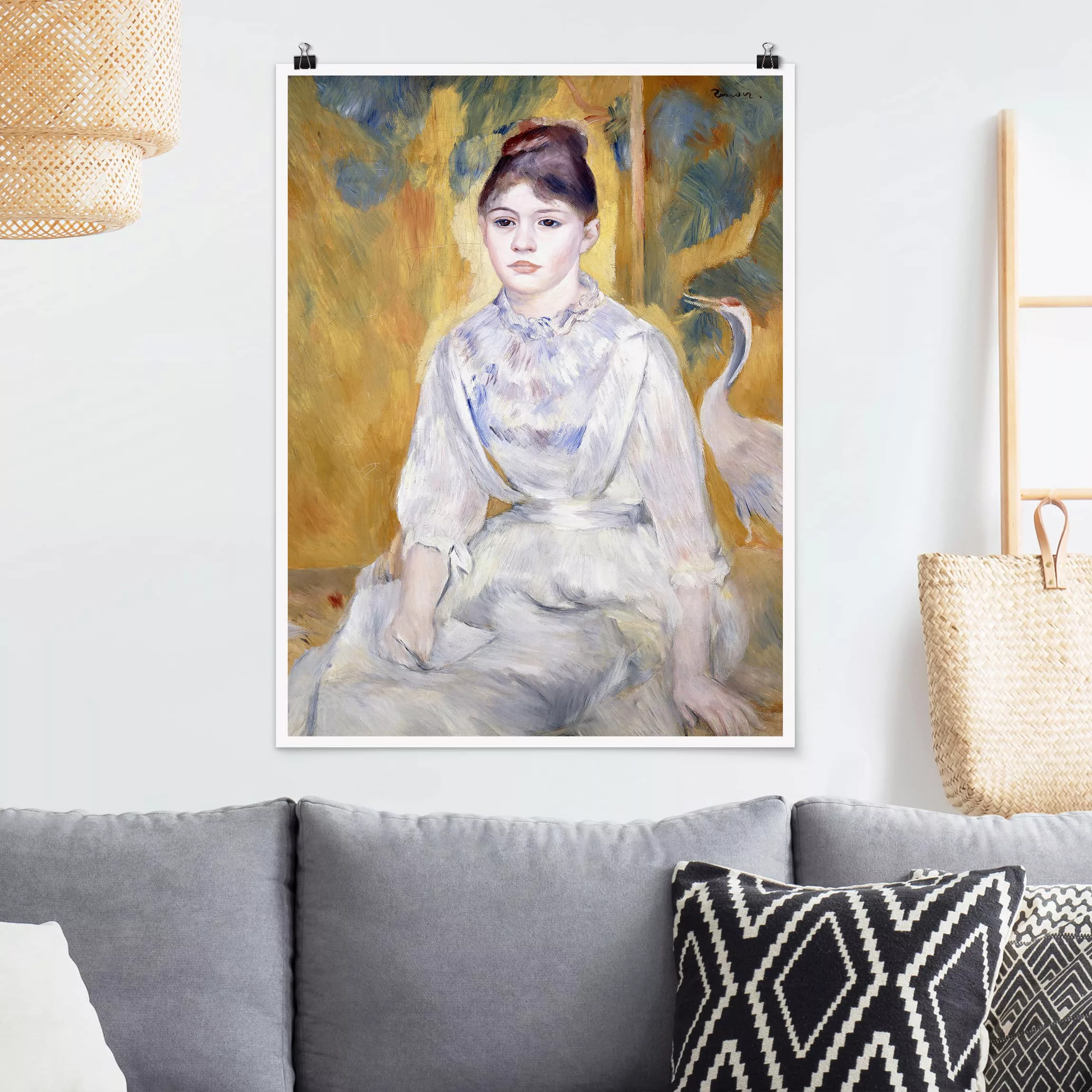 Poster Kunstdruck - Hochformat Auguste Renoir - Junges Mädchen mit Schwan günstig online kaufen