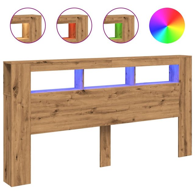 vidaXL Bett, LED-Kopfteil Artisan-Eiche 200x18,5x103,5 cm Holzwerkstoff günstig online kaufen