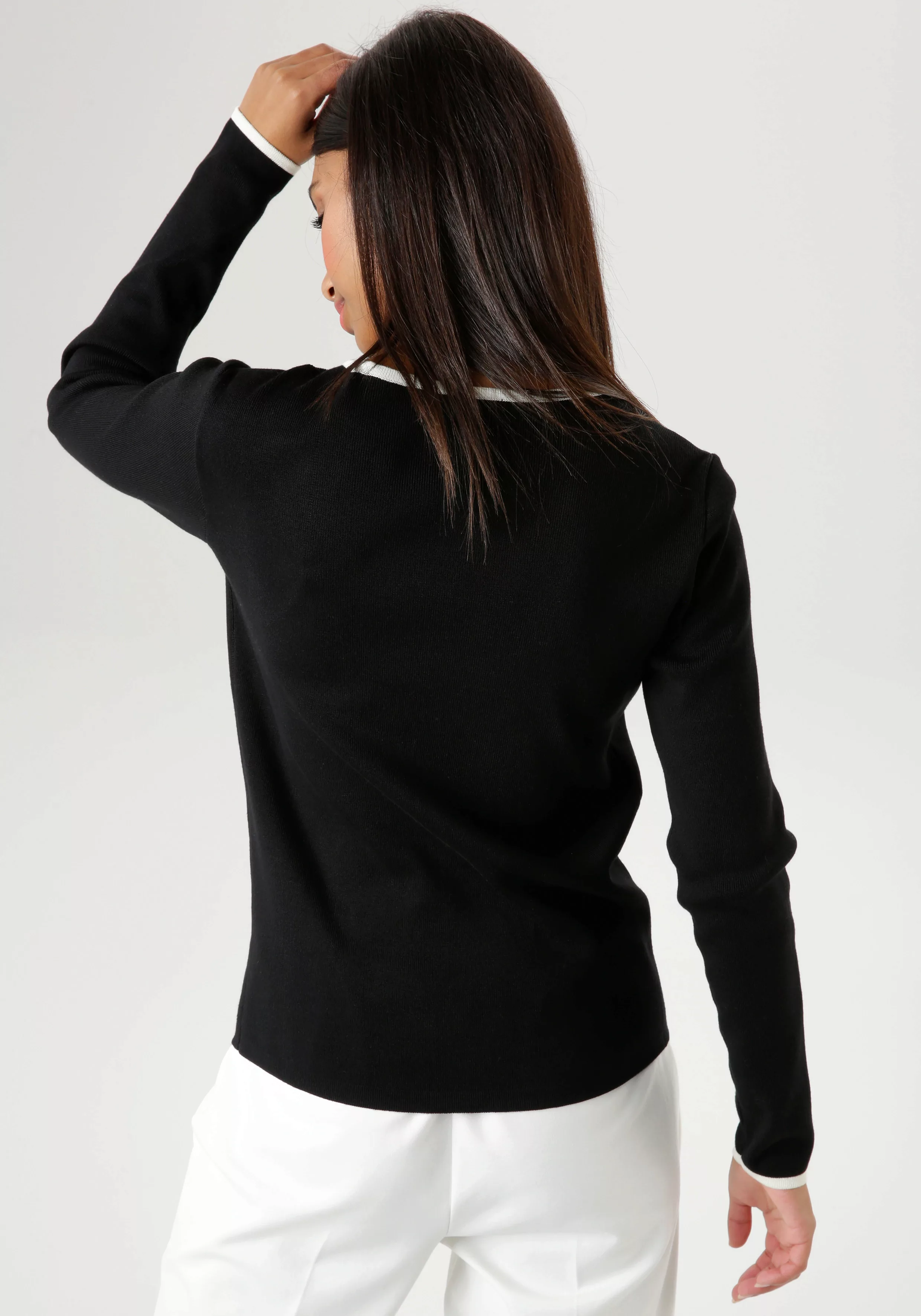 Aniston SELECTED Strickpullover, mit kontrastfarbenen Streifen - NEUE KOLLE günstig online kaufen