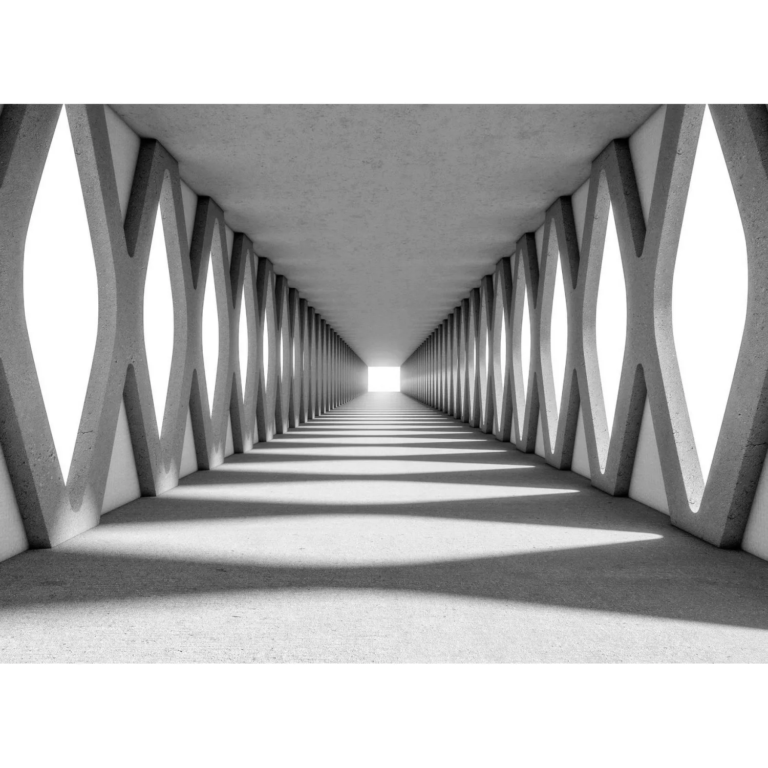 Fototapete Beton Gang 3D Effekt Grau Weiß 3,50 m x 2,55 m FSC® günstig online kaufen