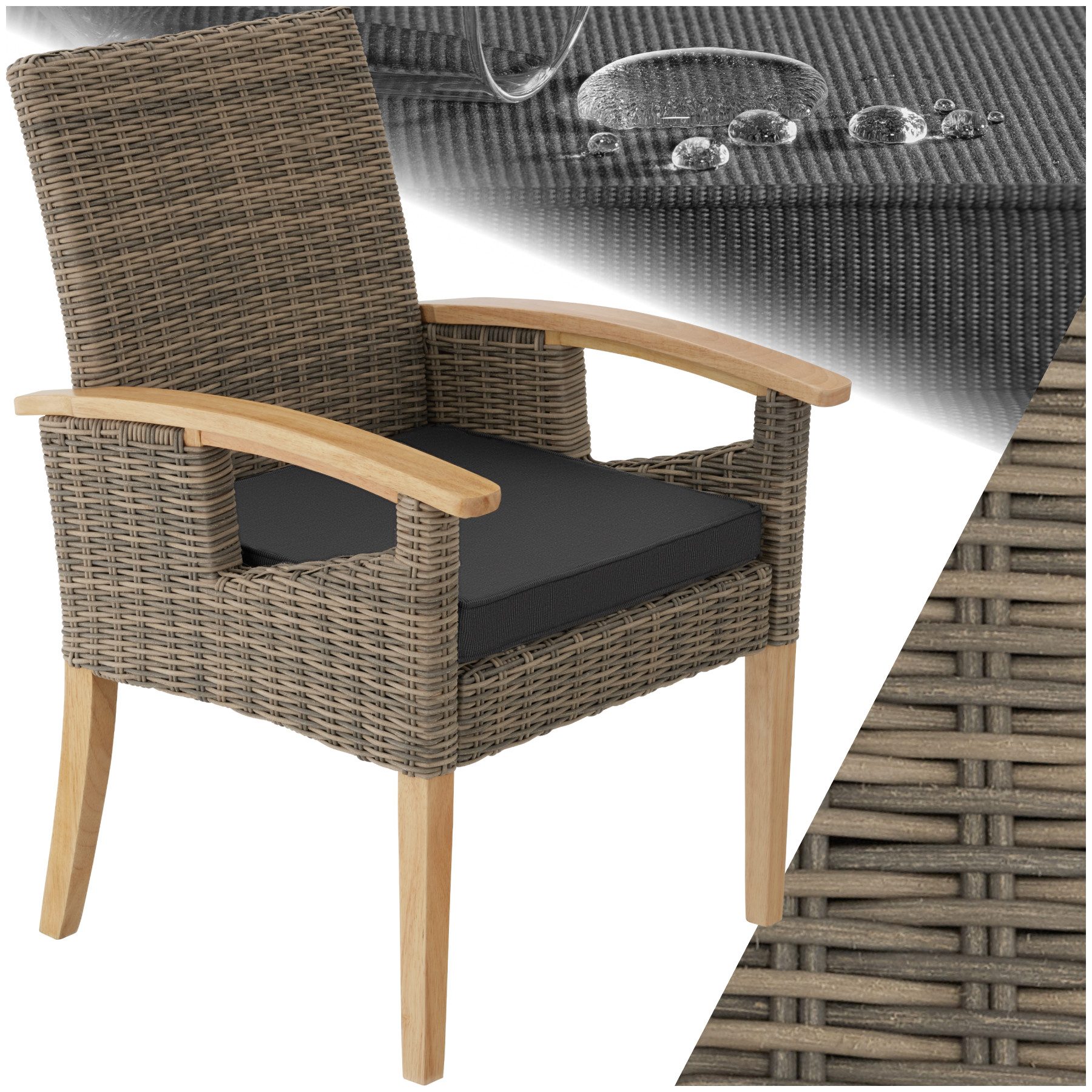 tectake Rattanstuhl Rattan Stuhl (Set., 1 günstig online kaufen