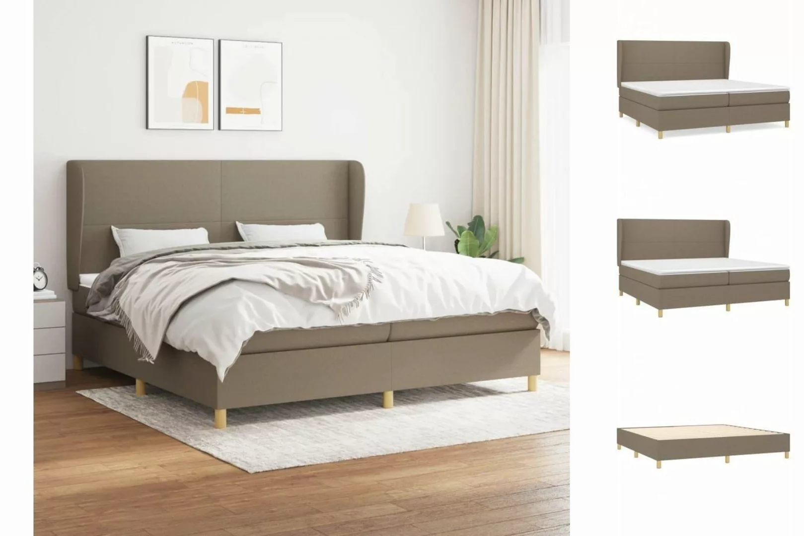 vidaXL Boxspringbett Boxspringbett mit Matratze Taupe 200x200 cm Stoff Bett günstig online kaufen