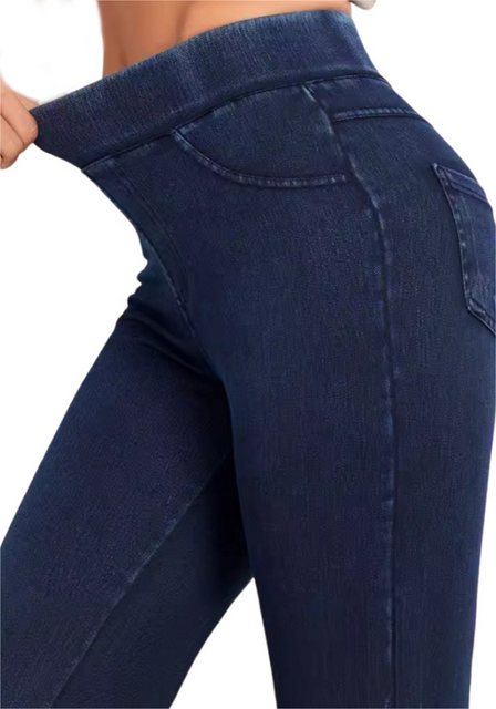 Mayou Yogahose Damen High Waist Jeans-Look Sportleggings, Figurbetonte Elas günstig online kaufen