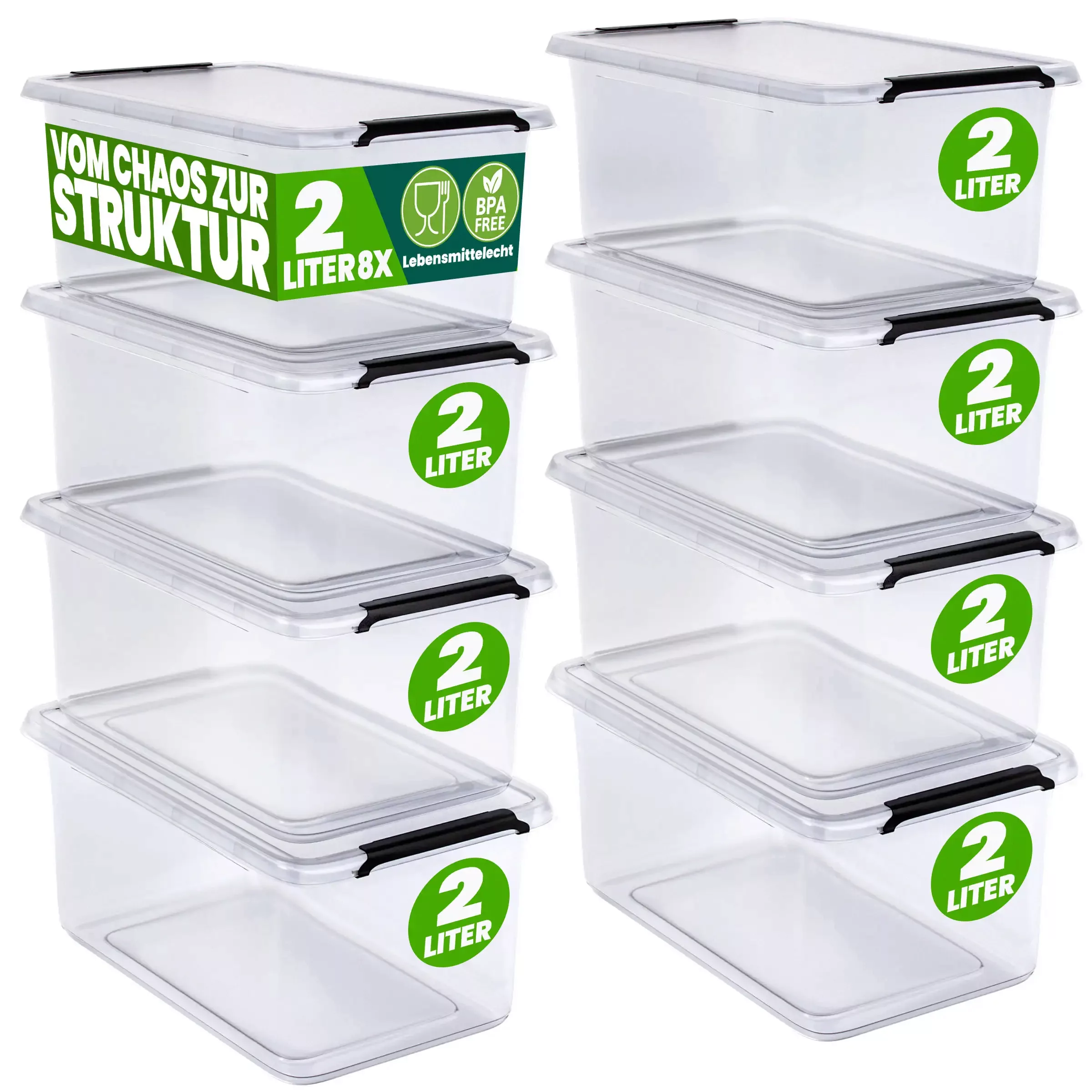 Aufbewahrungsbox Transparent 8er-Set 20x15x12cm 2L günstig online kaufen