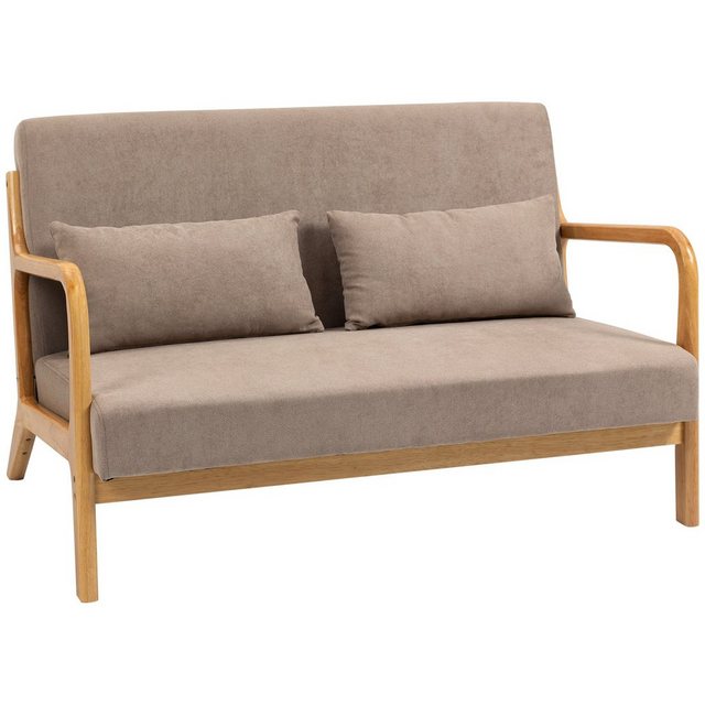 HOMCOM 2-Sitzer Sofa Loveseat Zweisitzer mit Kissen und Samtoptik Gummiholz günstig online kaufen