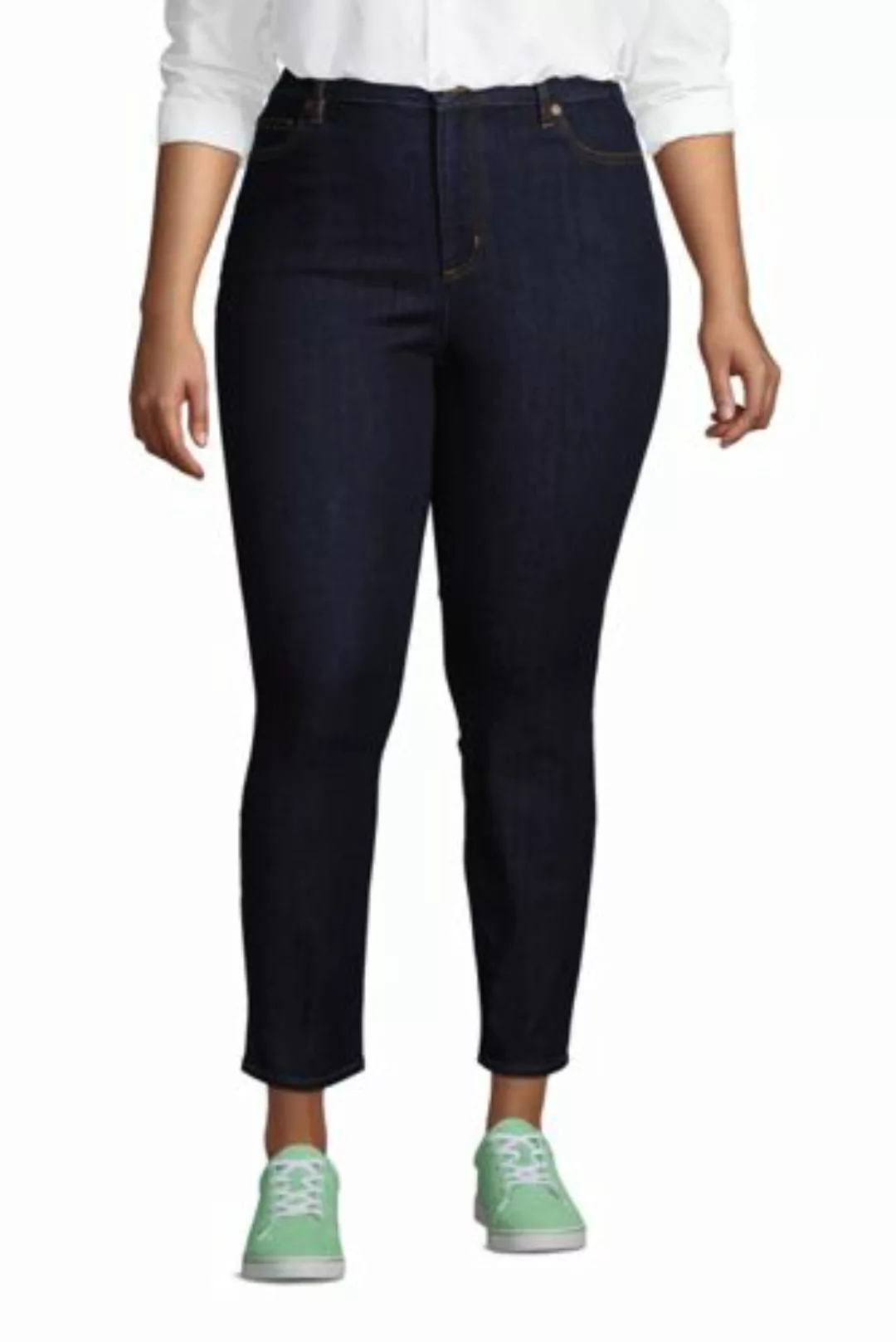 Slim Fit Öko Jeans High Waist in großen Größen, Damen, Größe: 52 Plusgrößen günstig online kaufen
