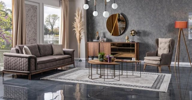 JVmoebel Sofa Sofagarnitur Sofa Luxus Sessel 3+1 Sitzer Stoff Modern Design günstig online kaufen