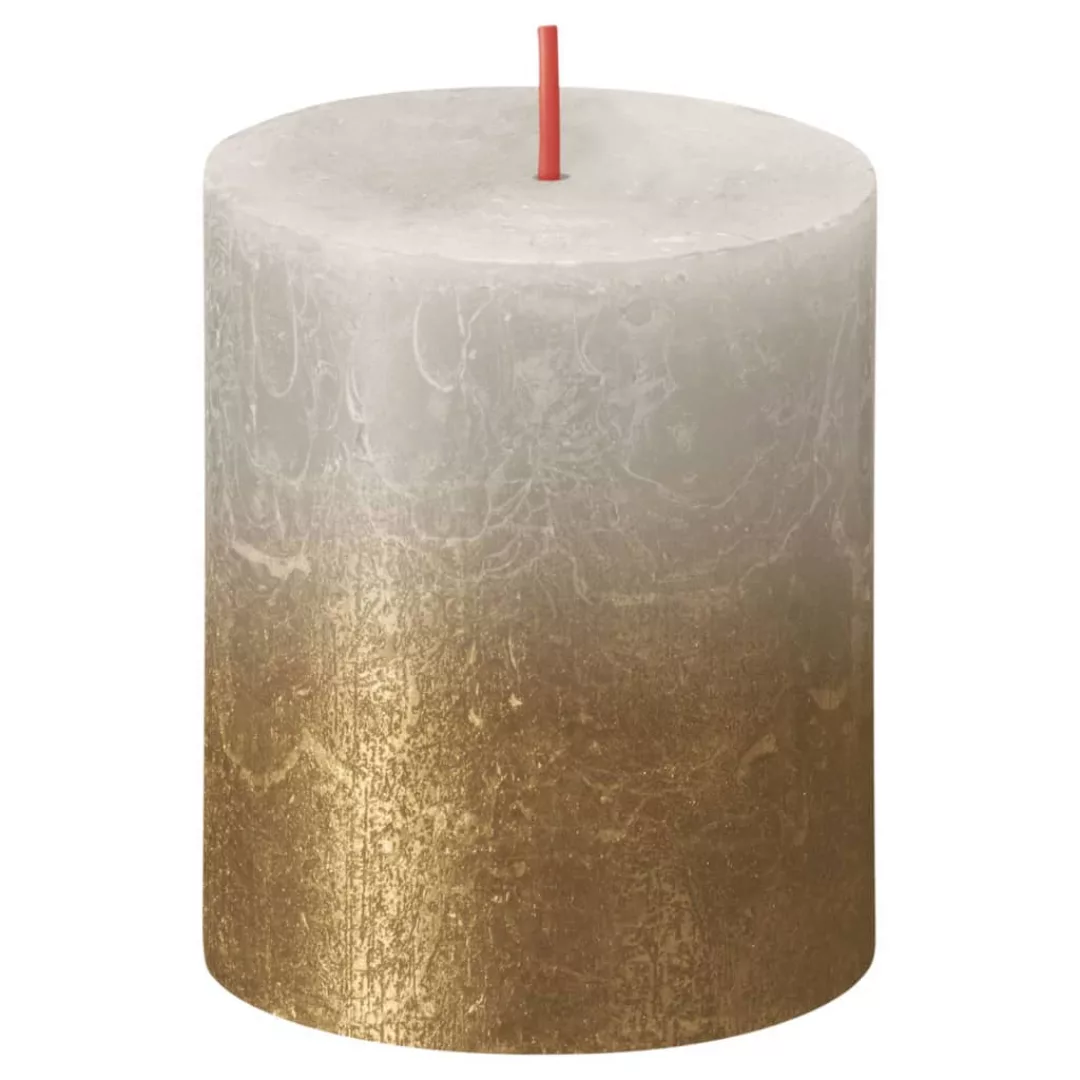 Bolsius Rustikale Stumpenkerzen 4 Stk. 80x68 Mm Sandgrau Und Golden günstig online kaufen