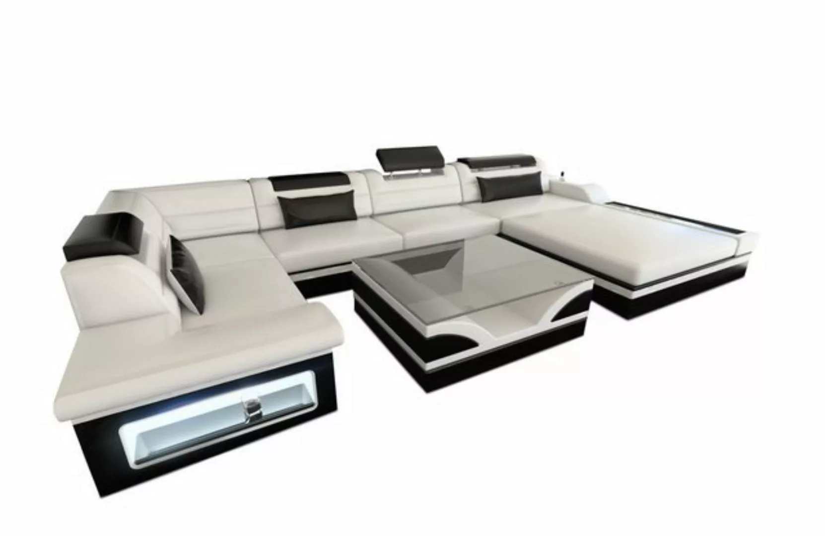 Sofa Dreams Wohnlandschaft Sofa Leder Mezzo U Form Ledersofa, Couch, mit LE günstig online kaufen