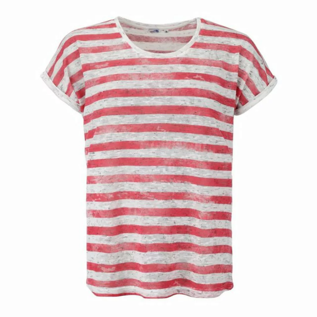 modAS T-Shirt Damen T-Shirt mit Streifen in Leinenoptik - Kurzarmshirt Mari günstig online kaufen