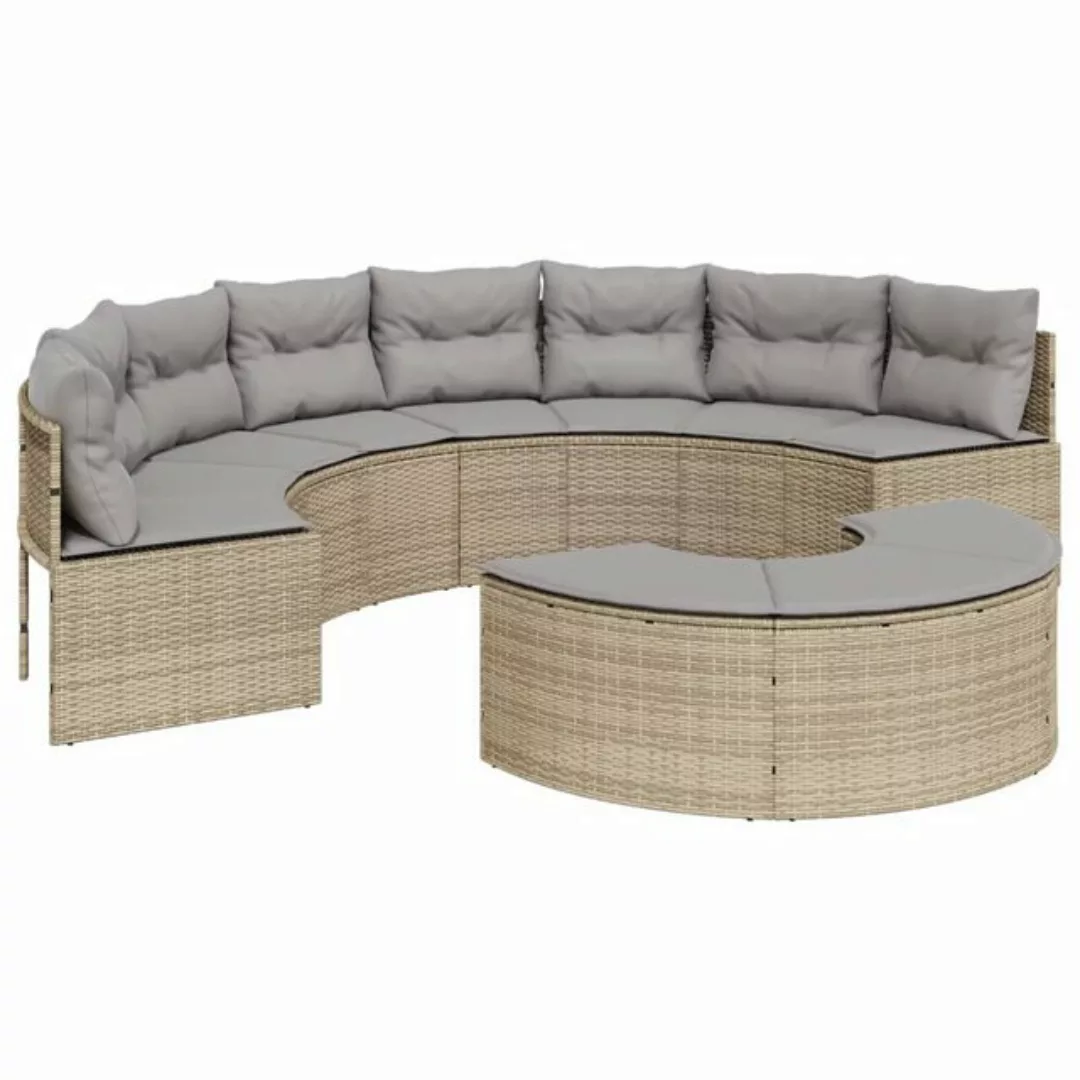 vidaXL Loungesofa 2-tlg. Garten-Sofagarnitur Halbrund Beige Poly-Rattan, 1 günstig online kaufen