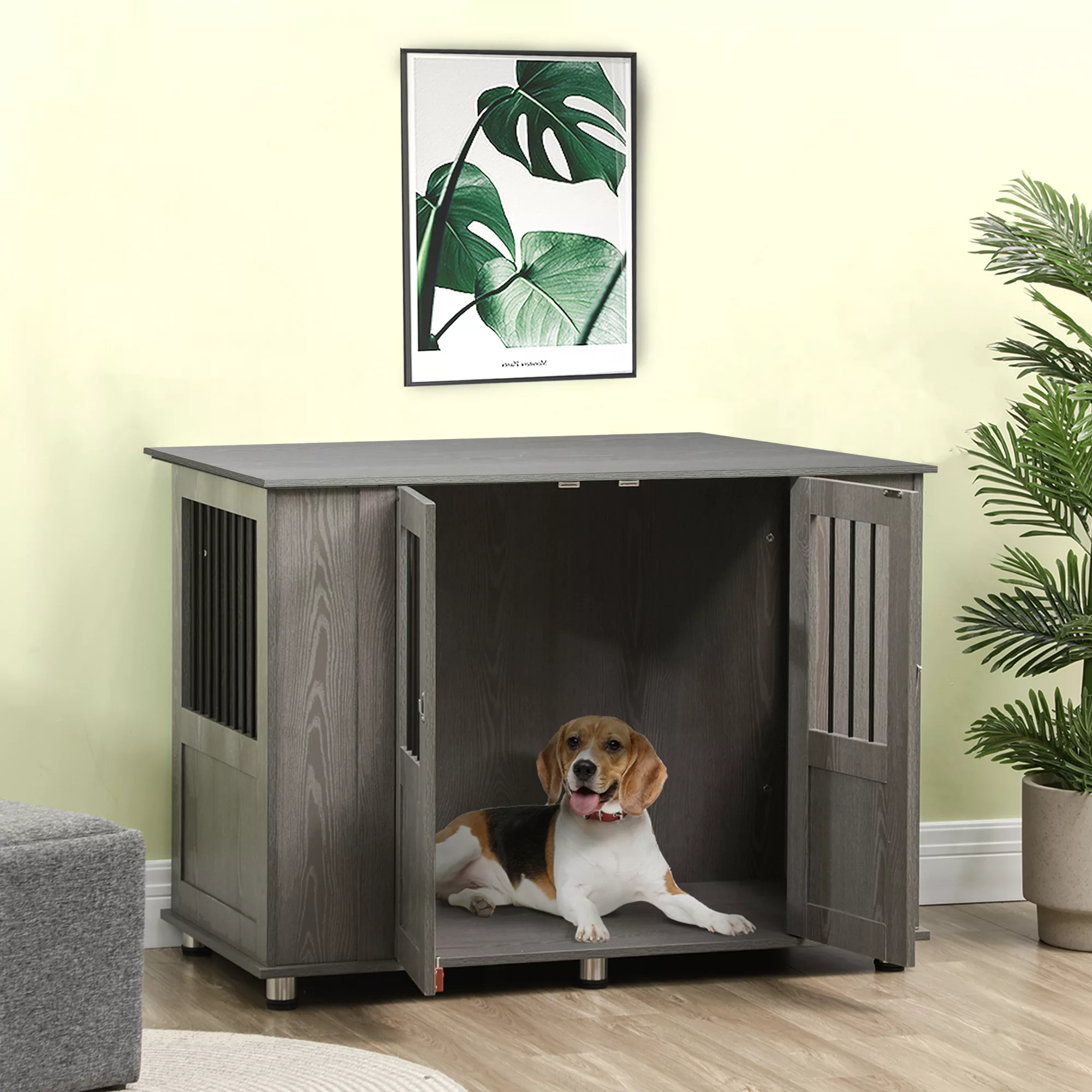 PawHut Hundekäfig für Zuhause, Haustierkäfig, Hundehütte Indoor mit Schloss günstig online kaufen
