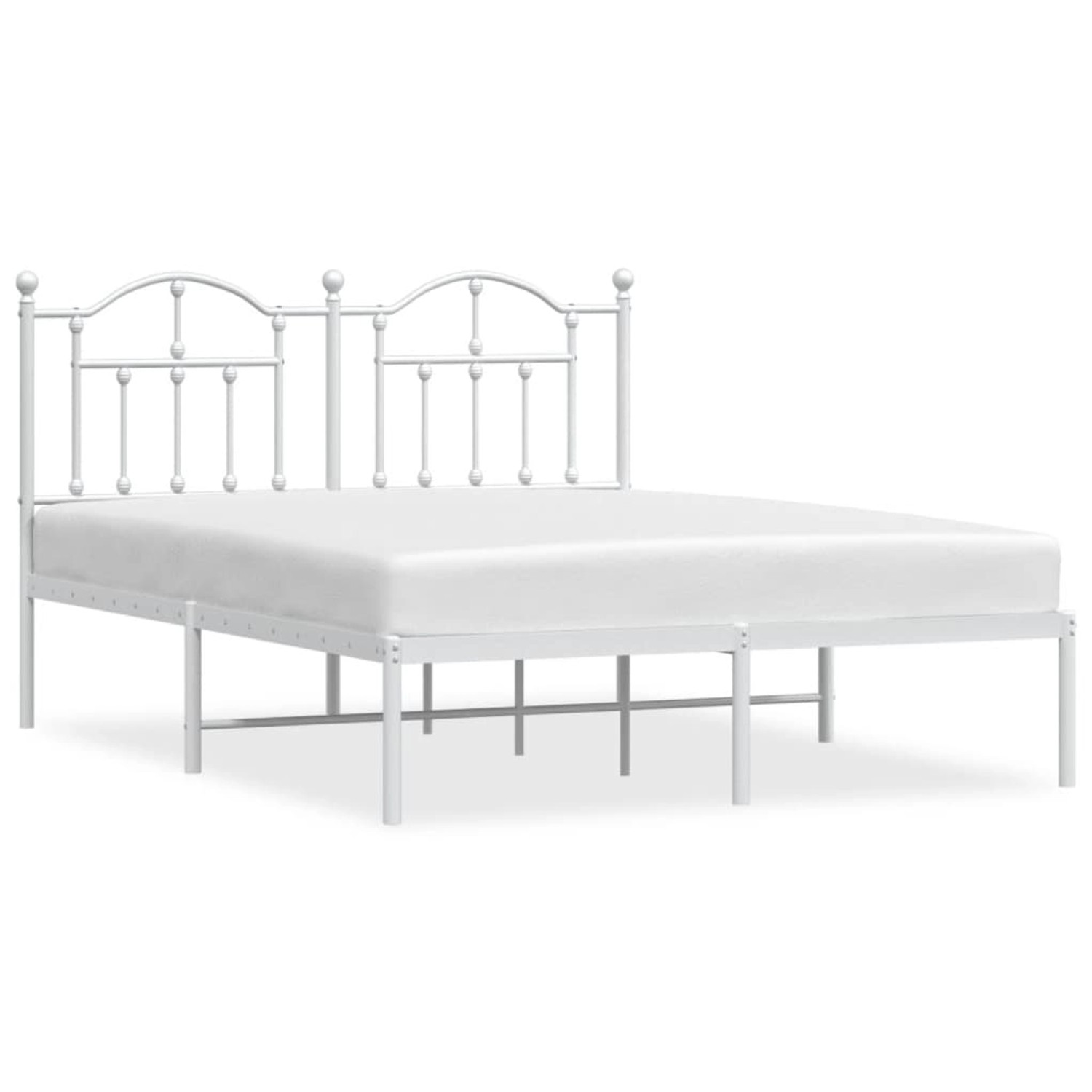 vidaXL Bettgestell Bettrahmen mit Kopfteil Metall Weiß 140x190 cm Bett Bett günstig online kaufen