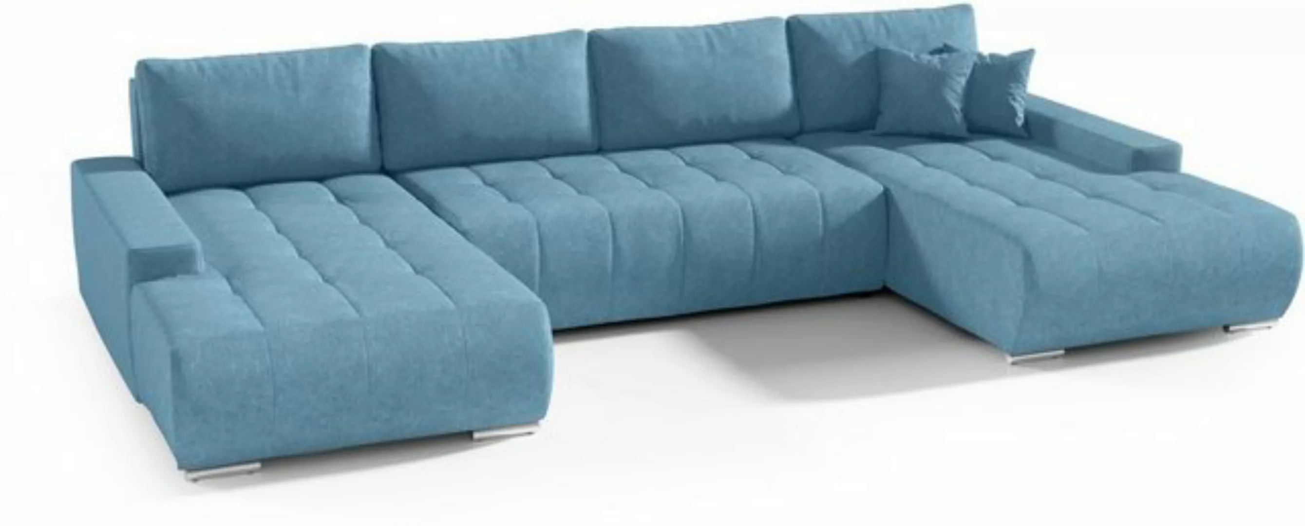 Compleo Ecksofa mit Schlaffunktion aus Velourstoff MONA, mit Bettkasten, U- günstig online kaufen