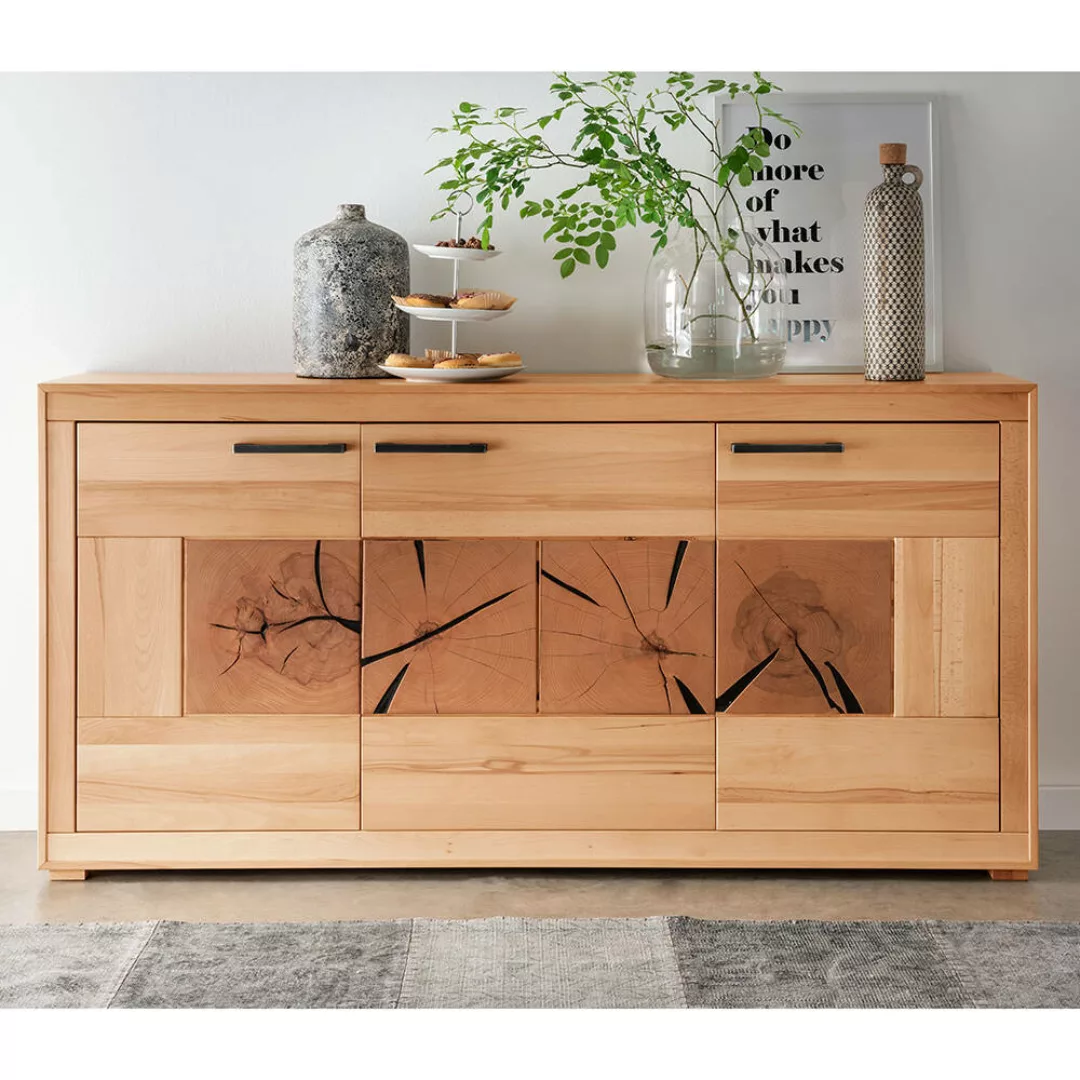 Sideboard 3-türig, Kernbuche massiv geölt, montiert, WINNIPEG-69 günstig online kaufen