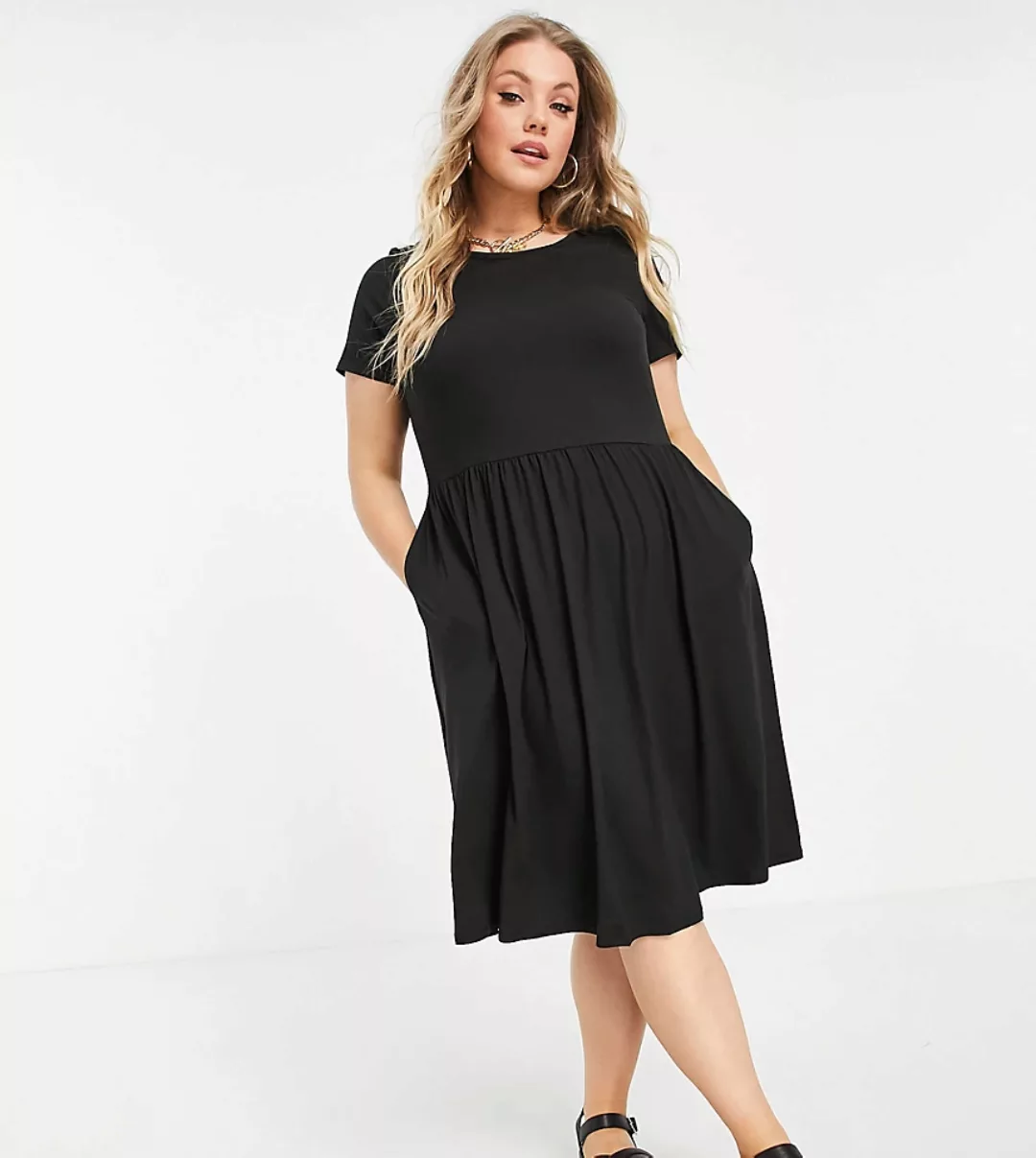 Simply Be – Hängerkleid aus Jersey in Schwarz günstig online kaufen