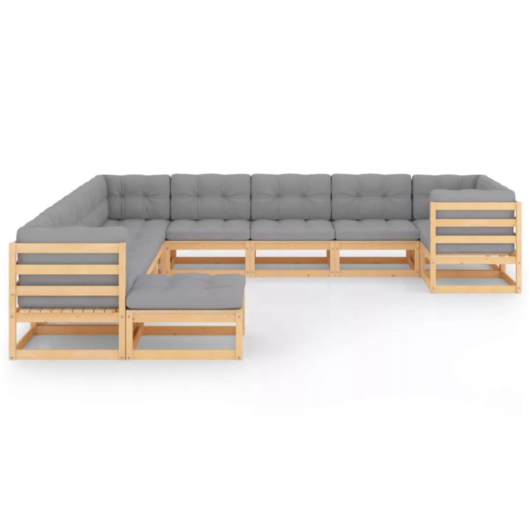 11-tlg. Garten-lounge-set Mit Kissen Kiefer Massivholz günstig online kaufen