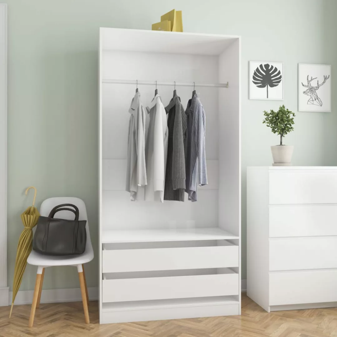 Kleiderschrank Hochglanz-weiß 100ã50ã200 Cm Spanplatte günstig online kaufen