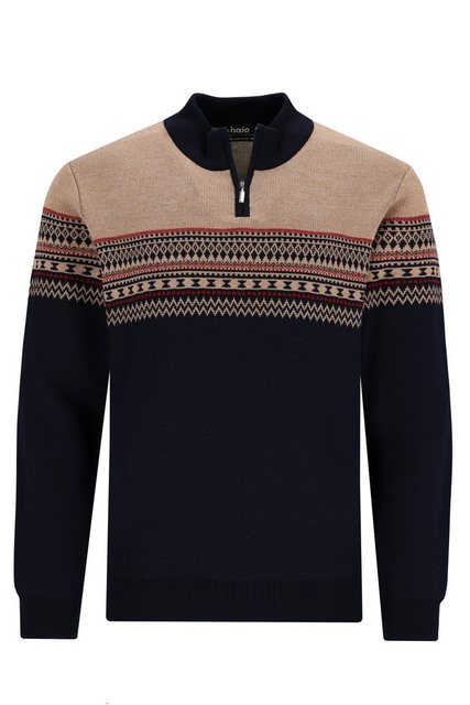 Hajo Strickpullover H Pullover StehkragenFair Isle Made in Italy marine günstig online kaufen