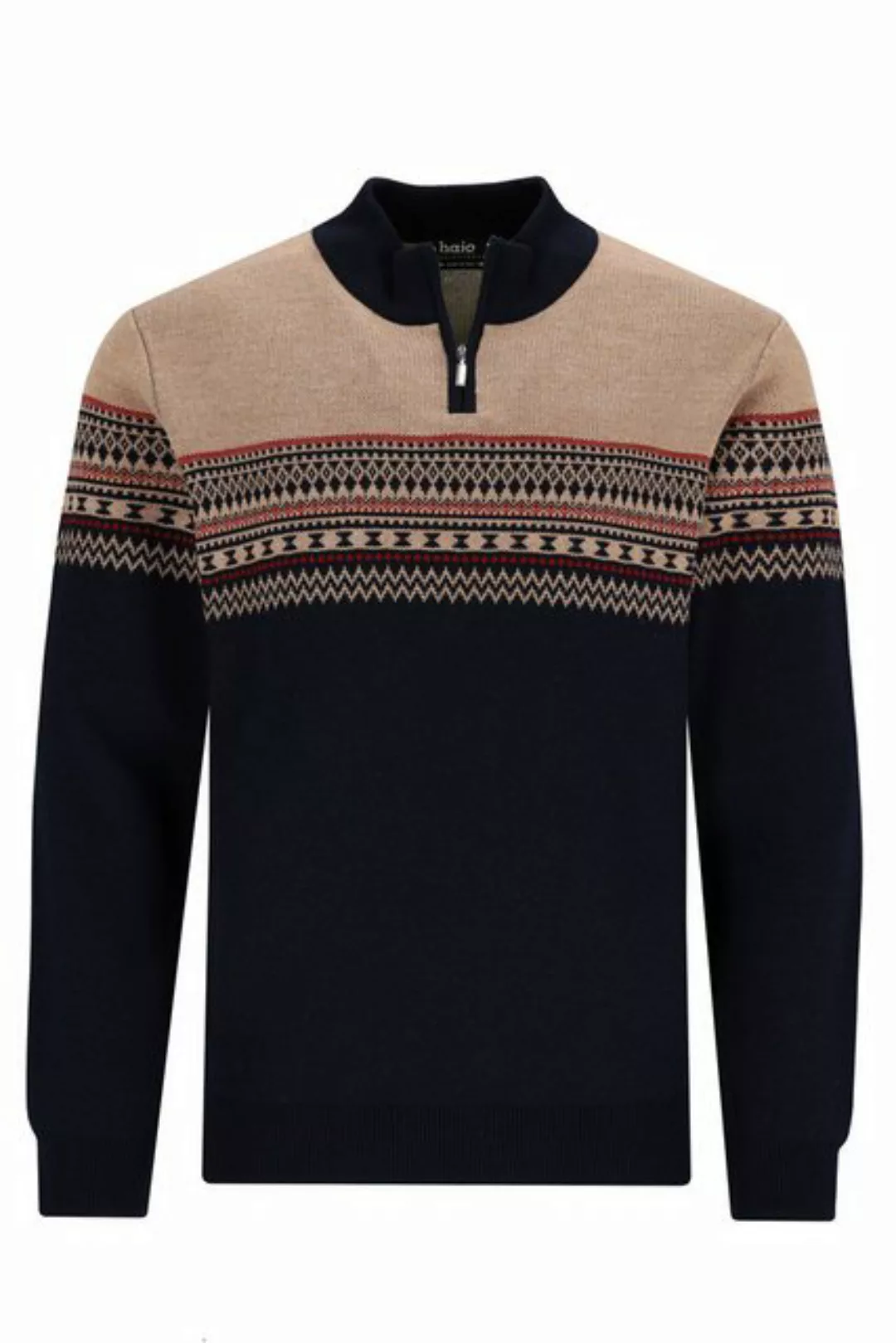 Hajo Strickpullover H Pullover StehkragenFair Isle Made in Italy marine günstig online kaufen