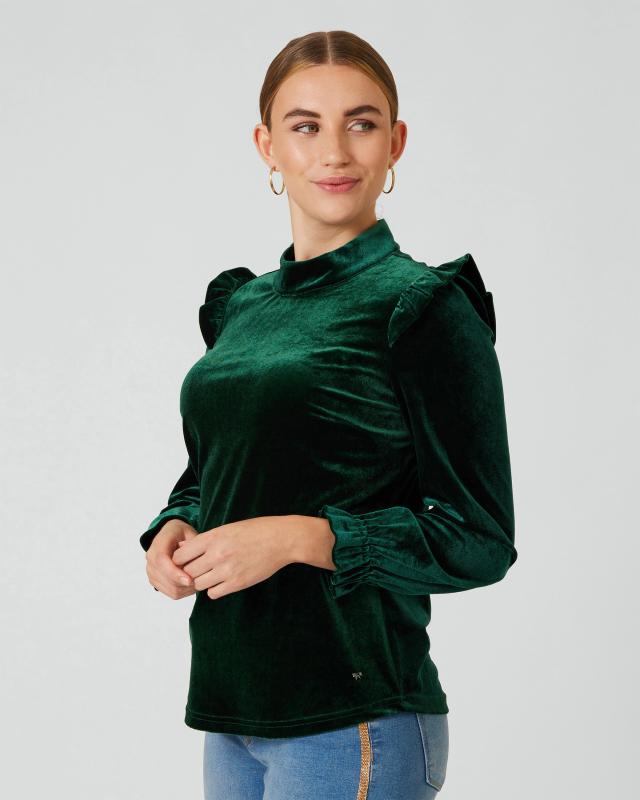 Lola Paltinger Samtshirt mit Rüschenbesatz günstig online kaufen