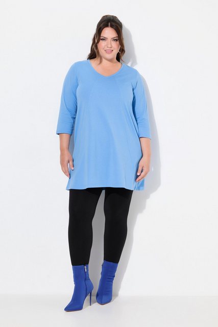 Ulla Popken Longshirt Longshirt Ziernähte A-Linie V-Ausschnitt 3/4-Arm günstig online kaufen