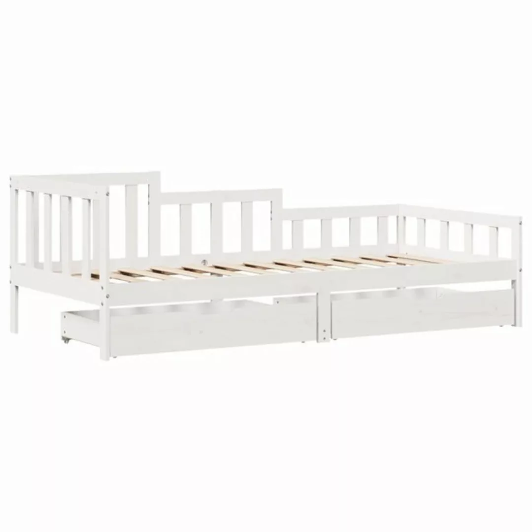 vidaXL Bett Tagesbett mit Schubladen Weiß 80x200 cm Kiefernholz günstig online kaufen