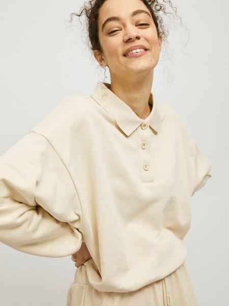 Polo-neck Pullover Aus Bio-baumwolle günstig online kaufen