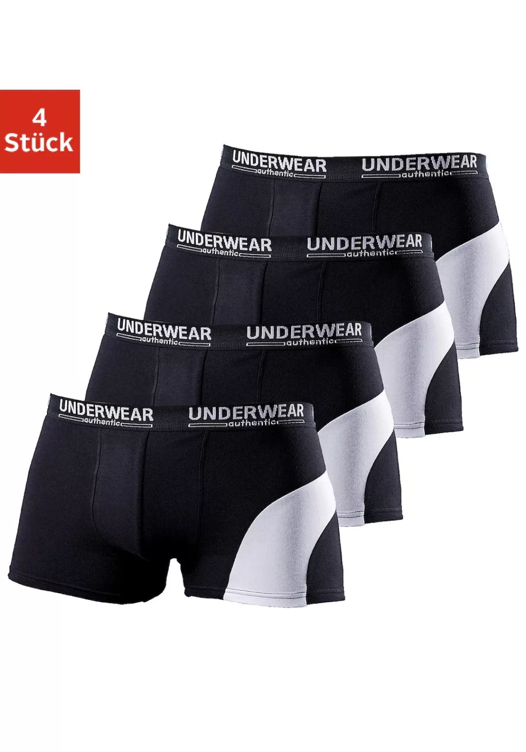 AUTHENTIC UNDERWEAR Boxer, (Packung, 4 St.), mit kontrastfarbenen Einsatz günstig online kaufen