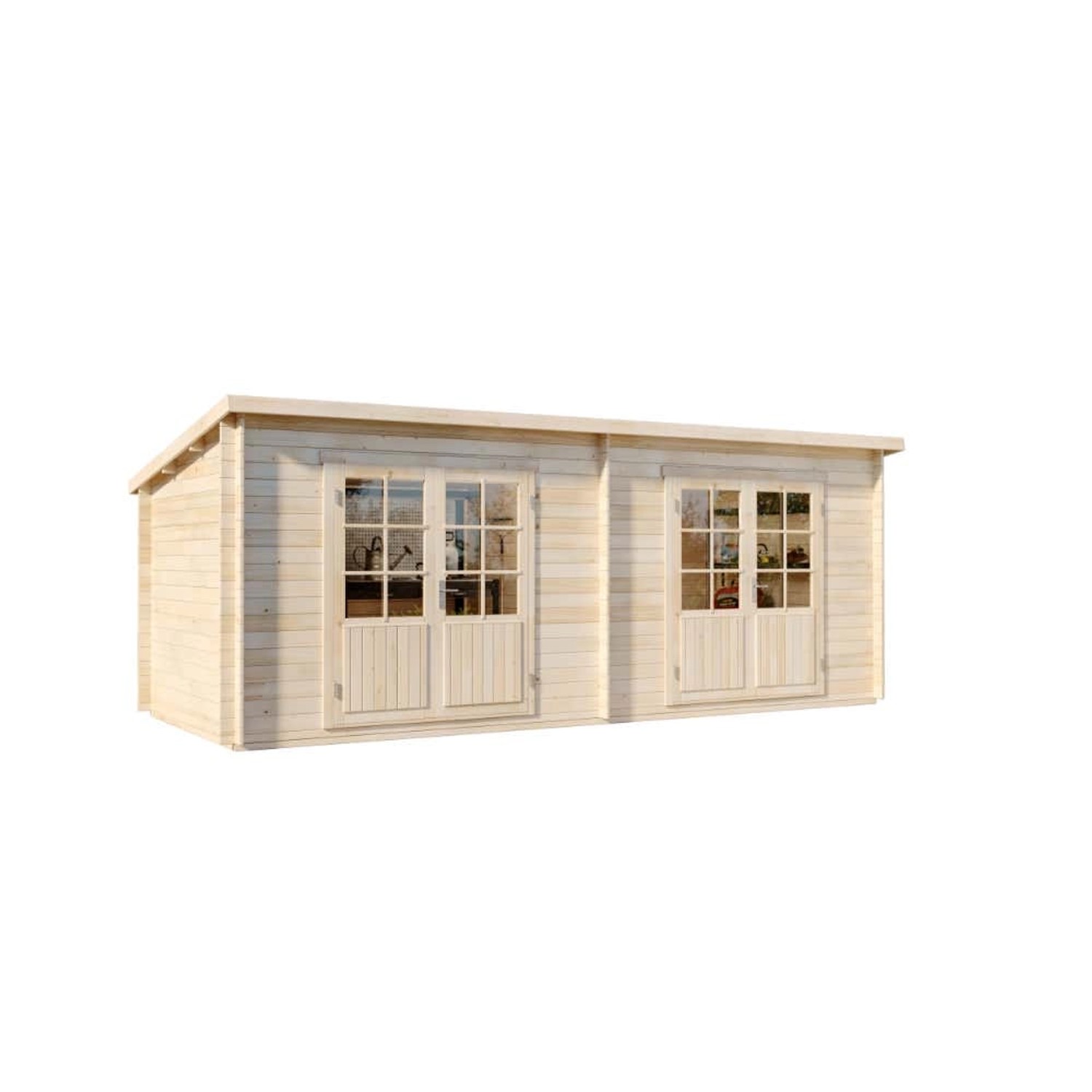 Alpholz Premium Gartenhaus-Set Maria Twin 598x250cm inkl. Boden & Dach & Au günstig online kaufen