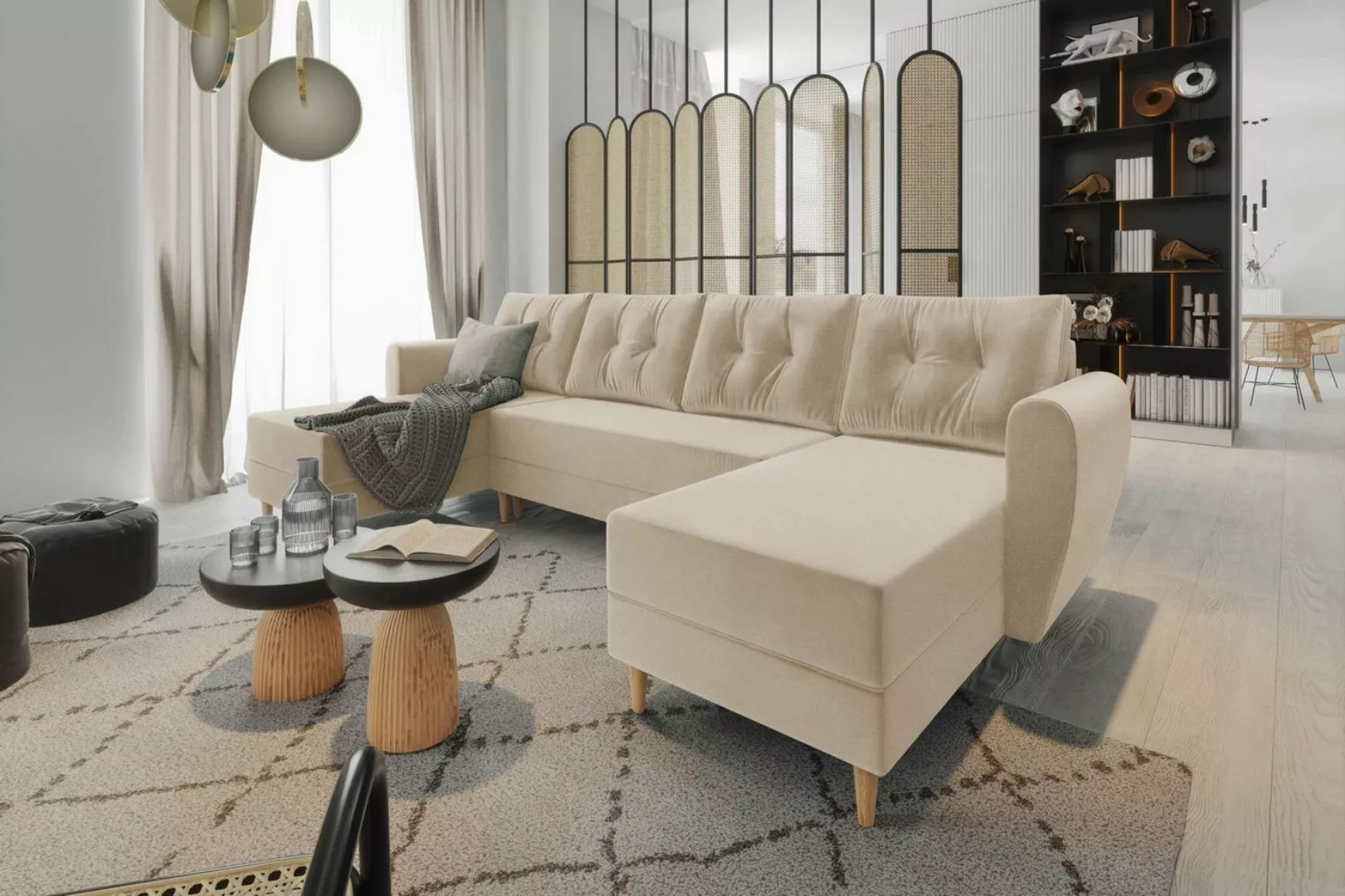 Stylefy Wohnlandschaft Lillen, U-Form, Eckcouch, Sofa, Sitzkomfort, mit Bet günstig online kaufen