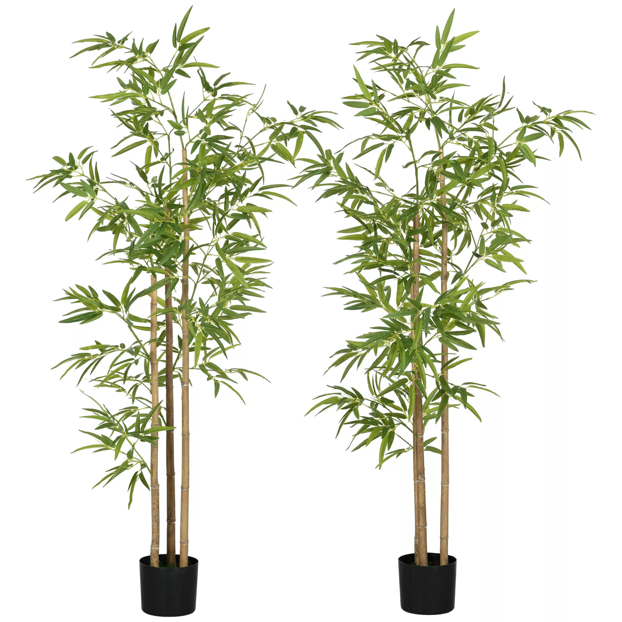 HOMCOM Set aus 2 künstlichen Bambus Bäumen Höhe 180 cm mit Topf, Innenraumd günstig online kaufen