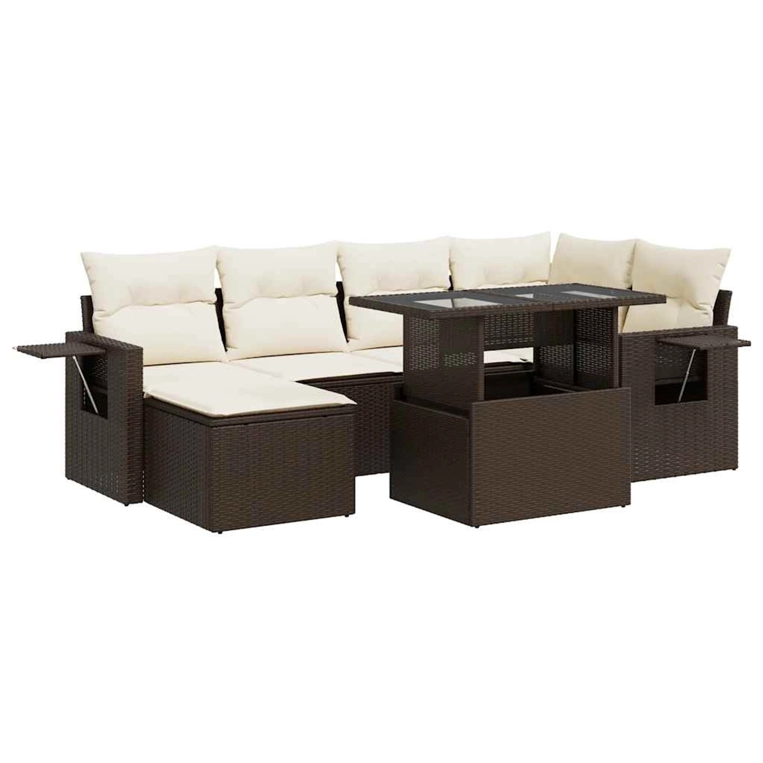 vidaXL 7-Tlg Garten-Sofagarnitur mit Kissen Braun Poly Rattan 3326514 günstig online kaufen