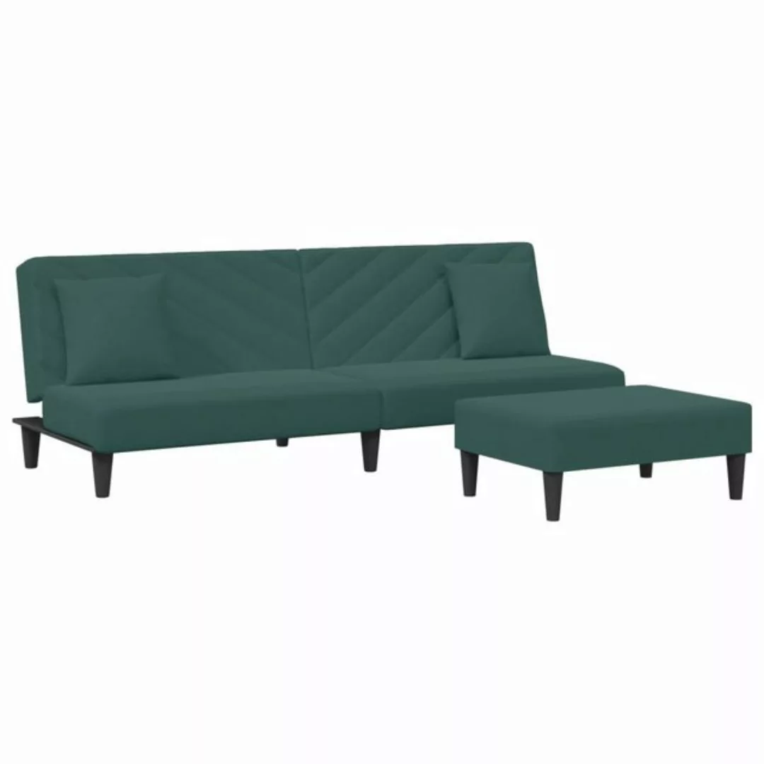 vidaXL Sofa, 2-tlg. Sofagarnitur mit Kissen Dunkelgrün Samt günstig online kaufen