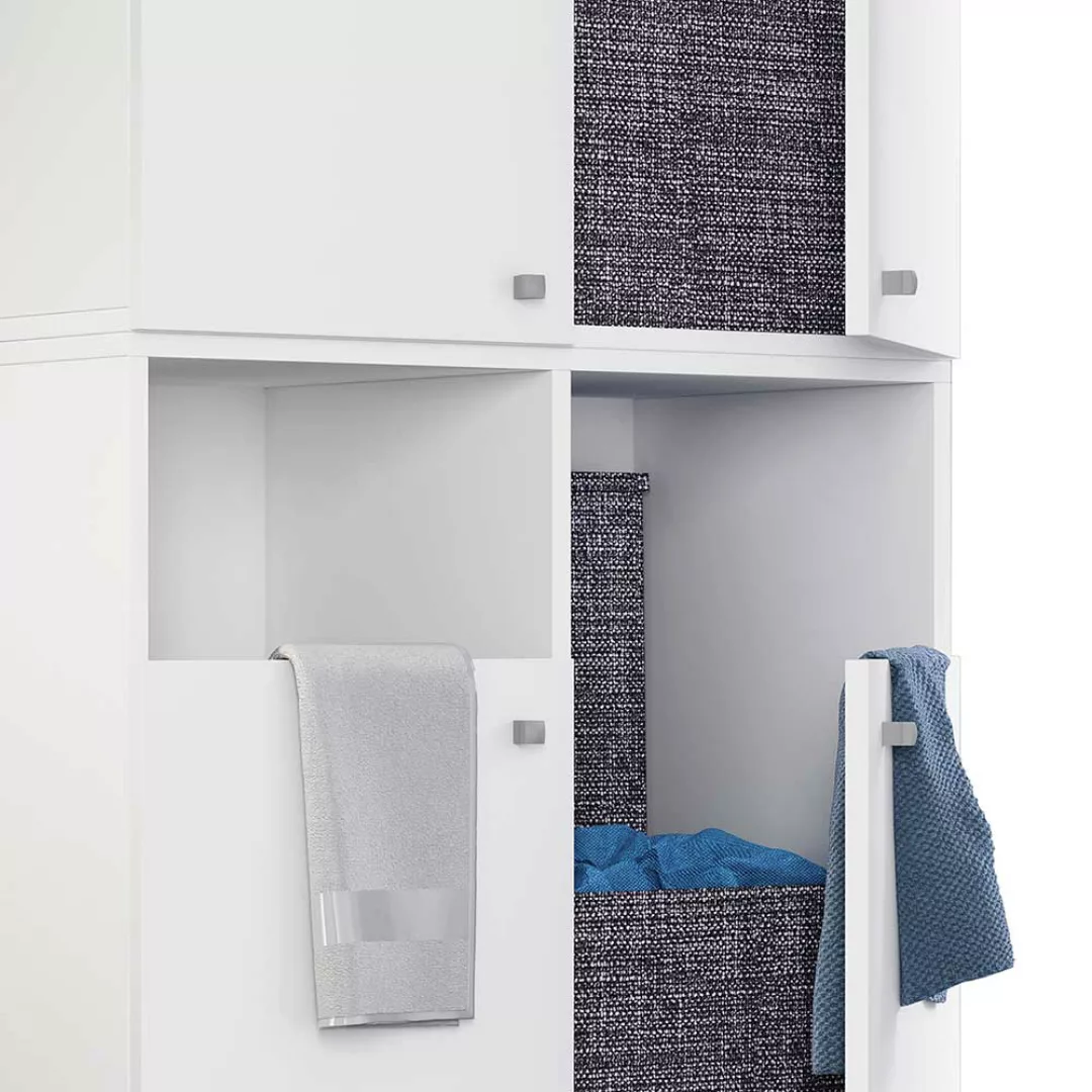 Großer Wäscheschrank weiß 184 cm hoch - 80 cm breit vier Drehtüren günstig online kaufen